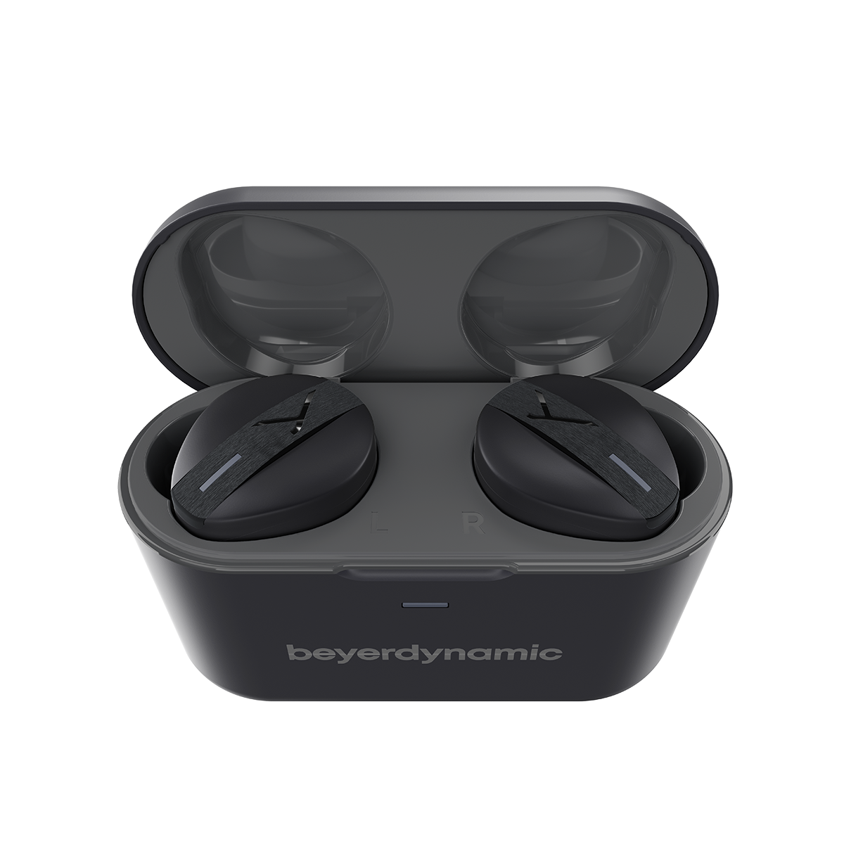 Free BYRD - True Wireless In-Ear mit ANC - Farbe: schwarz, geöffnetes Case | beyerdynamic